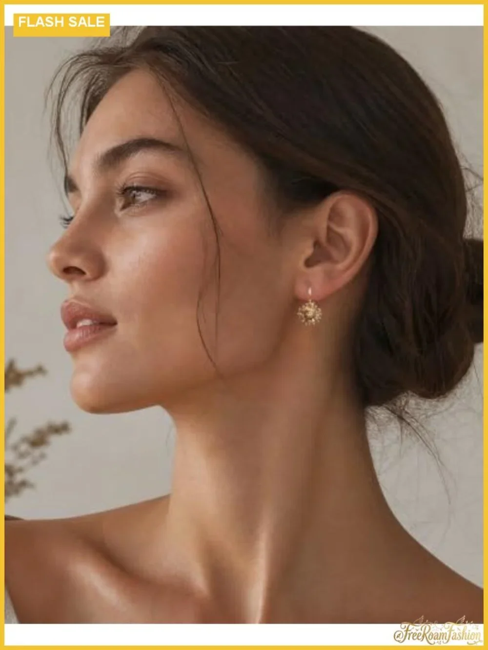 14K Gold Plated Flower Leverback Dangle Earrings